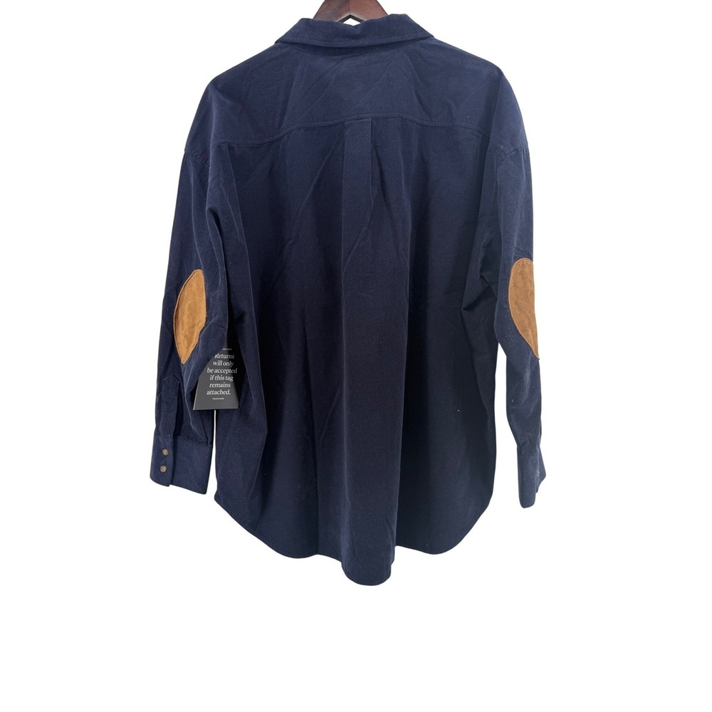 NWT Tuckernuck Navy Corduroy Oversized Button Down Shirt Elbow Patches XXL NEW - Picture 9 of 9